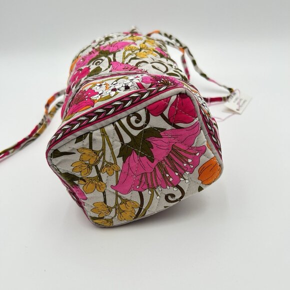 VERA BRADLEY Cheers to You Wine Bag Tea Garden Floral Gray Pink Cotton Tote - Picture 3 of 10